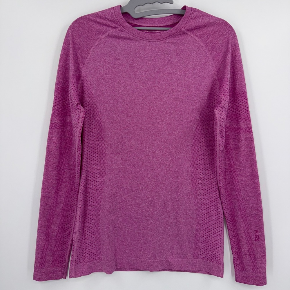 FIGS Seamless Long Sleeve Underscrub Pink Heathered Small Athletic Top